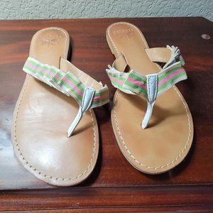 COPY - Talbots Pink Green Thong Sandals